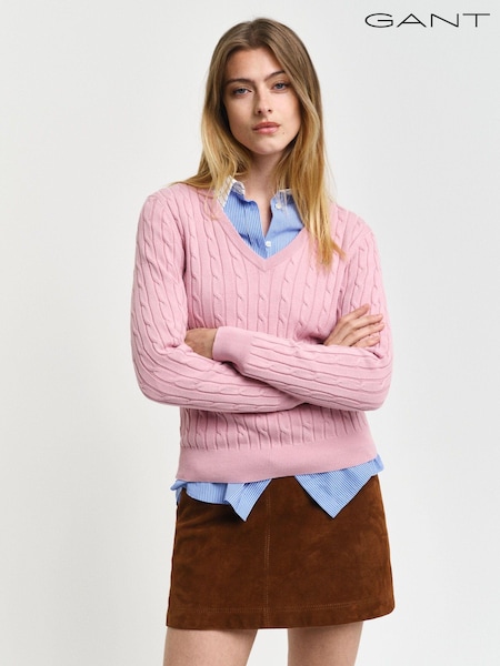 GANT Stretch Cotton Cable Crew Neck Jumper (AD5657) | 651 LEI