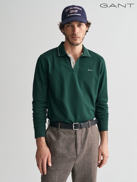 GANT Green Textured Collar 100% Cotton Polo Shirt (AD5807) | €63