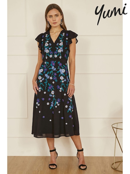 Yumi All-Over Floral Embroidery Midi Skater Dress (AD5857) | €118