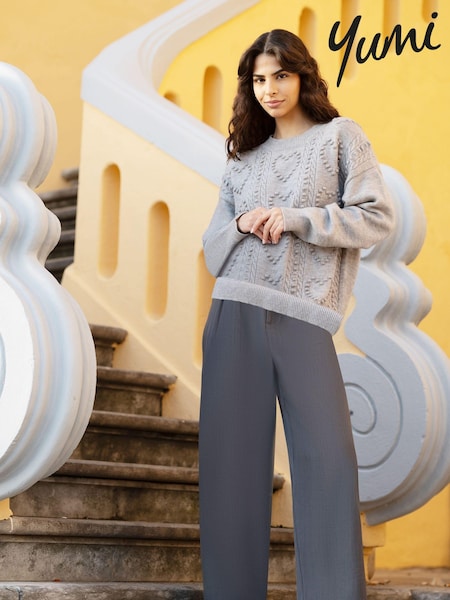 Yumi Grey Wide Leg Trousers (AD5887) | €86