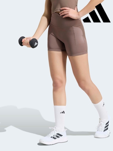 Braun - Adidas 3 Stripes Studio All Me Booty Short Leggings
