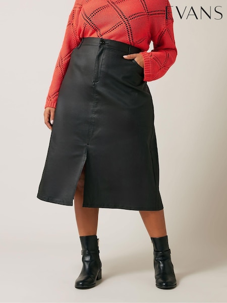 Evans PU Coated Bengaline Black Skirt (AD5937) | ‏196‏₪