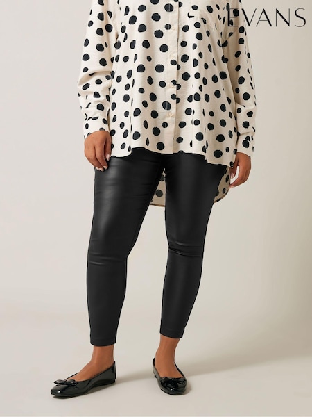 Evans Pu Coated Pull On Black Trousers (AD5943) | €57