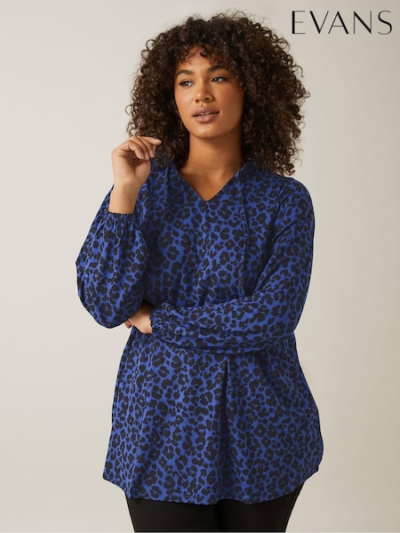 Evans Leopard Print Boho Jersey Top (AD5947) | 238 LEI