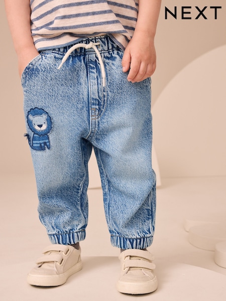 Blue Denim Lion Pull On Cuffed 100% Cotton Jeans (3mths-7yrs) (AD5973) | $25 - $29