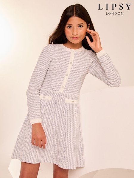Lipsy Blue Boucle Sequin Knit Dress (5-16yrs) (AD5988) | AED163 - AED196
