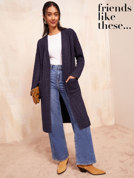Bleumarin albastru - Cardigan lung cu torsade Friends Like These (AD6001) | 214 LEI
