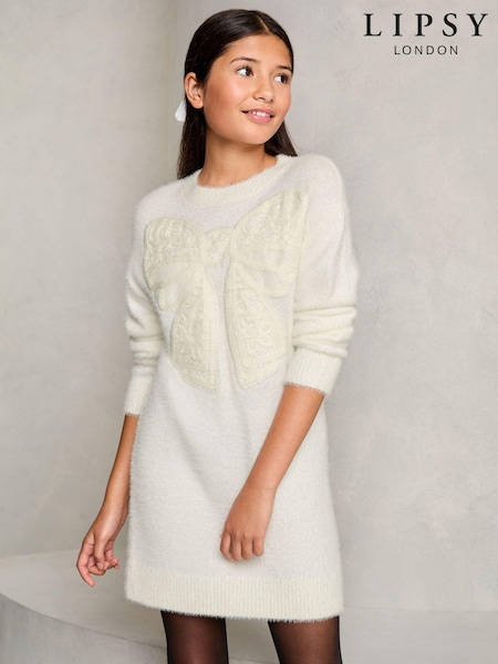 Lipsy Knitted Bow Embroidered Dress (5-16yrs) (AD6004) | ‏12 ر.ع.‏ - ‏16 ر.ع.‏