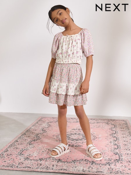 Rosa Blümchen - Set mit Top und Rock (3–16Jahre) (AD6061) | 34 € - 44 €