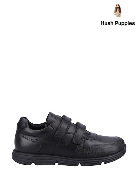 Black - Hush Puppies Lucas Junior School Shoes