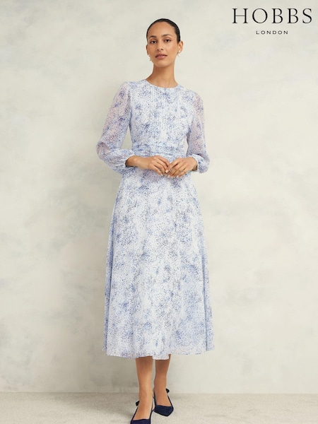 Hobbs Blue Petite Mariette Dress (AD6307) | AED550