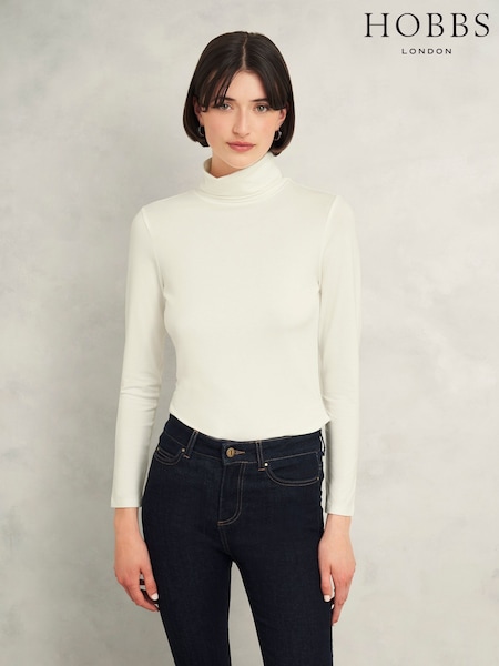 Hobbs White Mischa Roll Neck Top (AD6313) | €50