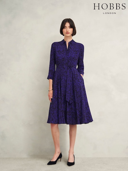 Hobbs Blue Petite Lainey Dress (AD6333) | €114