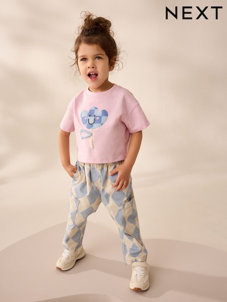 أزرق/أرجواني فاتح - 100% Cotton T-Shirt and Trousers Set (3mths-7yrs) (AD6364) | ‏81 د.إ.‏ - ‏ 102‏ د.إ.