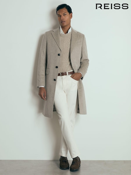 Reiss Oatmeal Tycho Atelier Cashmere Single-Breasted Overcoat (AD6366) | €1,428