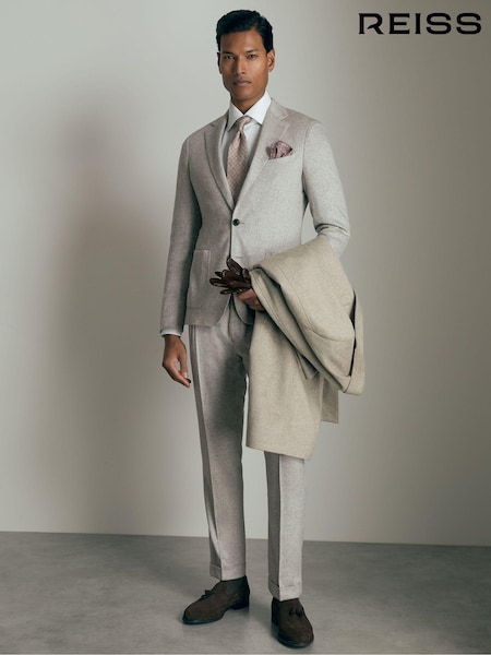 Harmaa melange - Reiss Malpensa Atelier Single-breasted Suit Jacket (AD6373) | €1,100