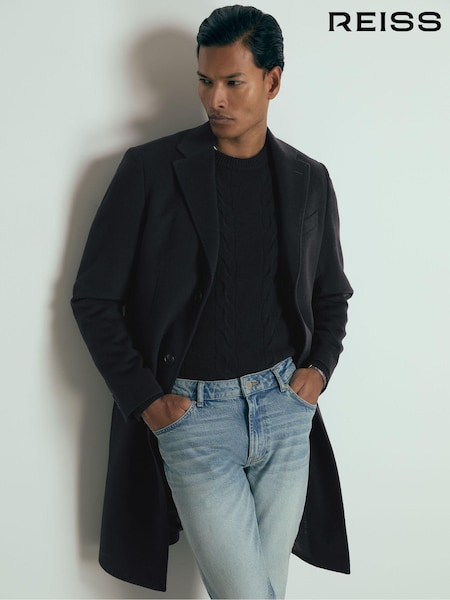 Reiss Navy Tycho Atelier Cashmere Single-Breasted Overcoat (AD6377) | €1,428