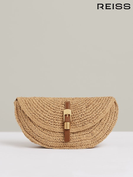 Reiss Aria Raffia Half-moon Clutch Bag (AD6379) | 153 €