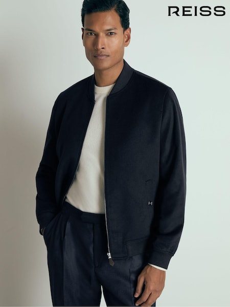 Reiss Navy Guardia 100% Cashmere Bomber Jacket (AD6384) | €990