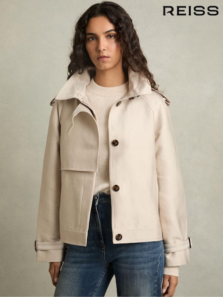 Reiss Neutral Mila Short Trench Coat With Cotton (AD6392) | AED1,800