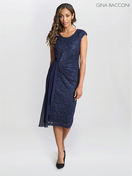 Gina Bacconi Blue Everlee Lace Dress (AD6408) | $274
