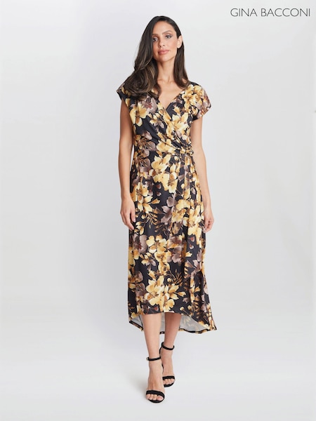 Gina Bacconi Remi Printed Maxi Black Dress (AD6411) | €175