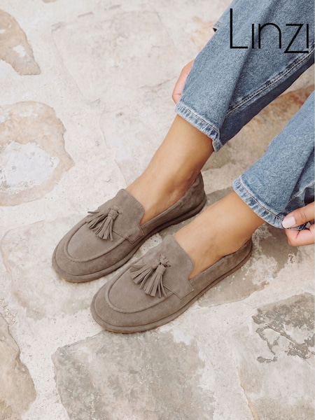 Mocha Suede - Linzi Porter Tassel Slip On Loafers