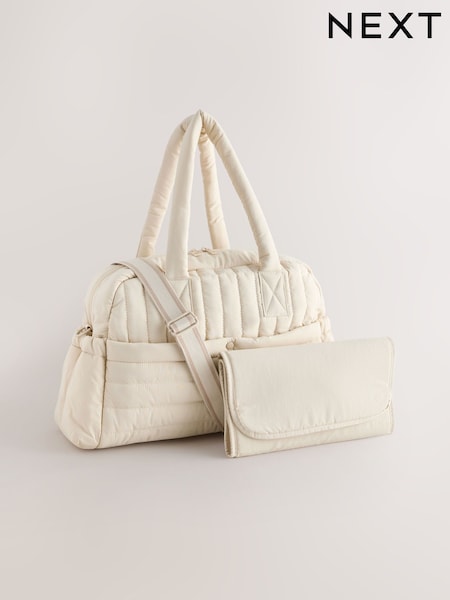 Cream - Quilted Baby Changing Bag
