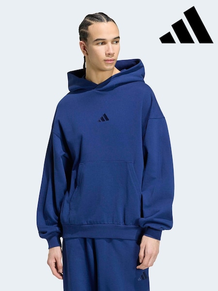 Blue - Regular Adidas Kit Small Logo Hoodie