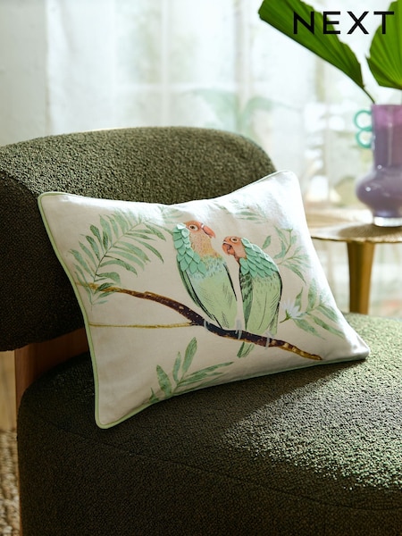 Pink/Green Printed Lovebirds Cushion (AD6798) | €23