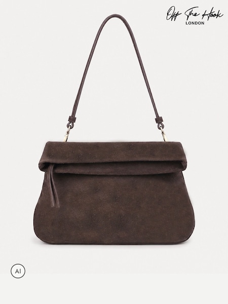 rjava - Off The Hook Amos Suede Fold Over Shoulder Bag
