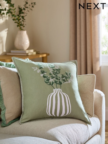 Sage Green Floral Vase Cushion (AD6804) | €23