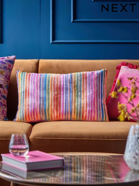 Bright 40 x 59cm Cut Velvet Stripe Cushion (AD6816) | €37