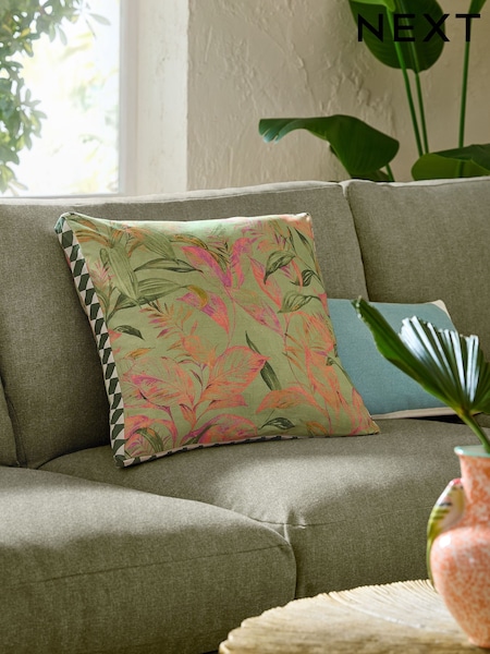 Pink/Green Boxy Leaf Cushion (AD6819) | €30