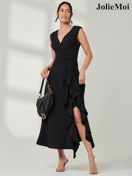 Jolie Moi Wrap Front Frill Detail Maxi Dress (AD6821) | ‏397‏₪