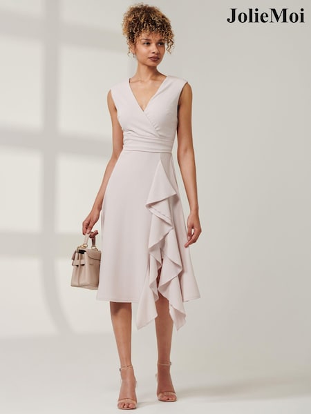 Серый - Jolie Moi Qiana Ruffle Detail Midi Dress (AD6827) | €99