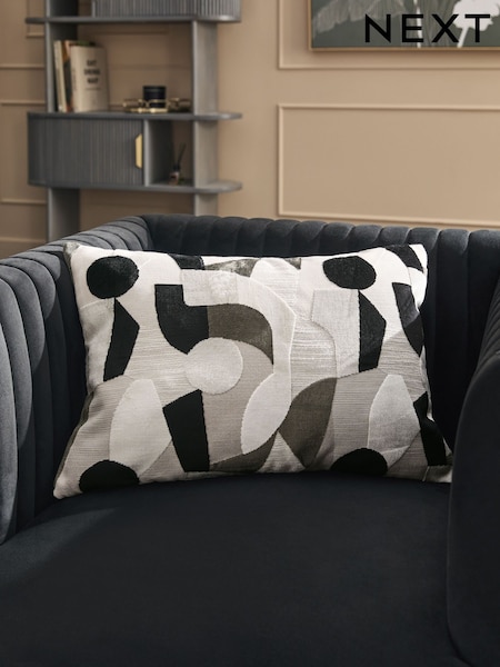 Monochrome 40 x 59cm Cut Velvet Collage Cushion (AD6831) | €40