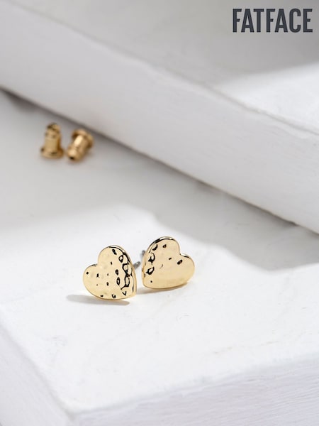 FatFace Gold Tone Hammered Heart Stud Earrings (AD6862) | 631 UAH