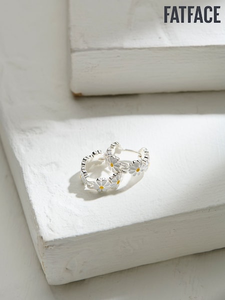 FatFace Silver Tone Daisy Hoop Earrings (AD6891) | €13.50