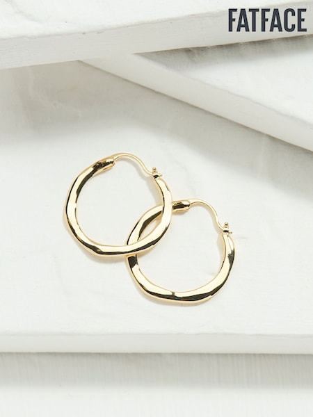 גוון זהוב - FatFace Hammered Hoop Earrings (AD6893) | ‏63‏₪