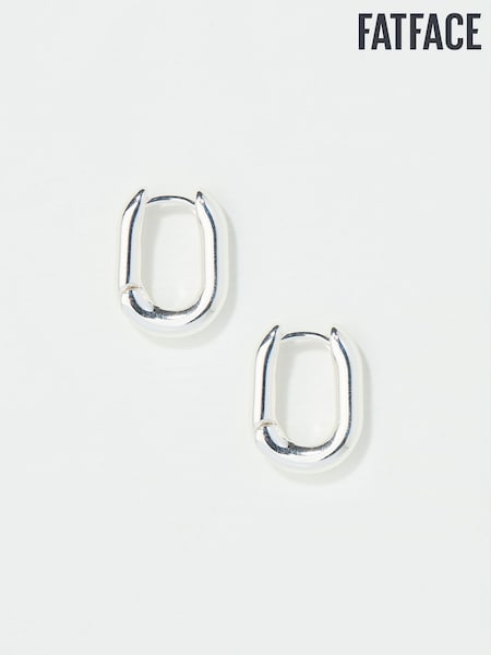 FatFace Silver Tone Oval Huggie Hoop Earrings (AD6901) | €13.50