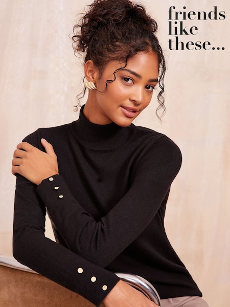 Friends Like These Black Roll Neck Jumper (AD6916) | AZN 65