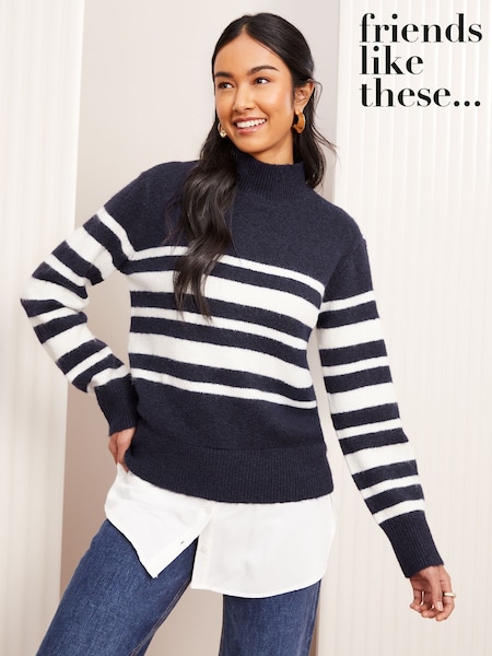 Friends Like These Navy Blue Stripe 2 in 1 Jumper (AD6956) | €51