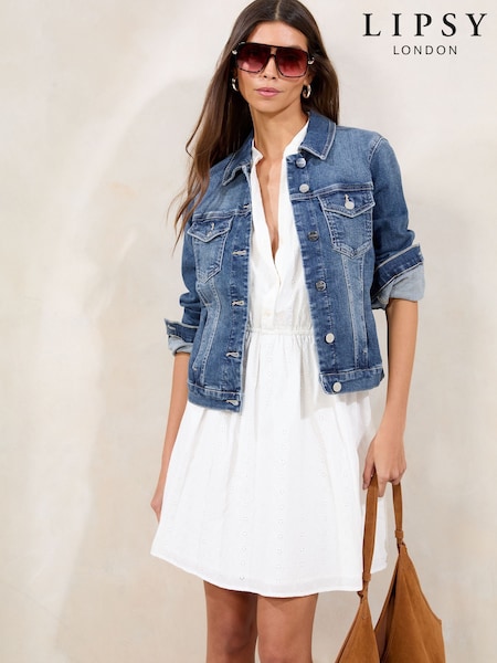 Lipsy Mid Blue Classic Fitted Denim Jacket (AD7019) | $121