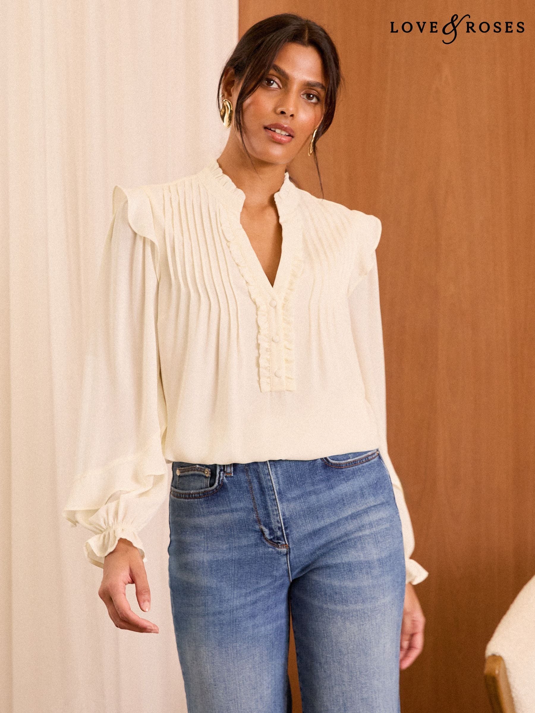 petite ruffle blouse