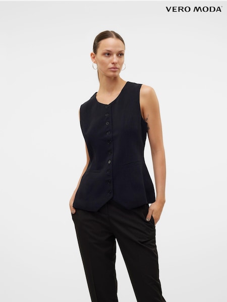 VERO MODA Black Sleeveless Button Down Waistcoat (AD7061) | €32