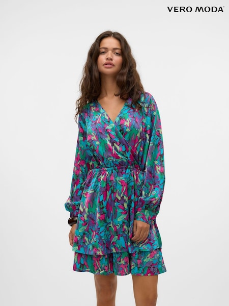 VERO MODA Pink Floral Printed V-Neck Short Dress (AD7065) | €31