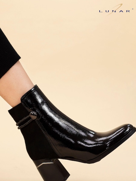 Lunar Amari Patent Black Ankle Boots (AD7128) | AED189