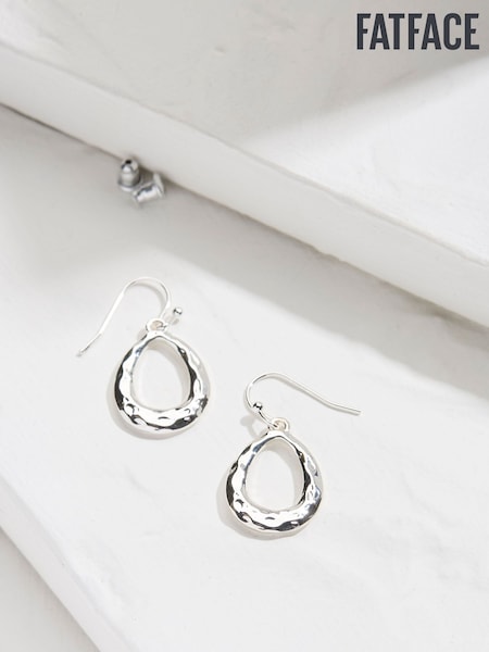 FatFace Silver Tone Hammered Drop Earrings (AD7170) | €16.50