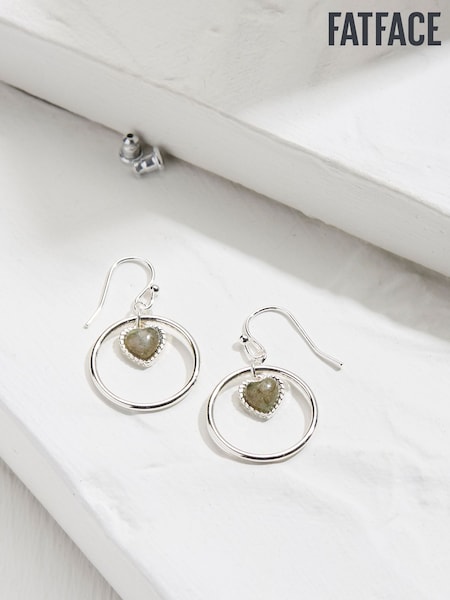 FatFace Silver Tone Heart Stone Drop Earrings (AD7171) | 751 UAH